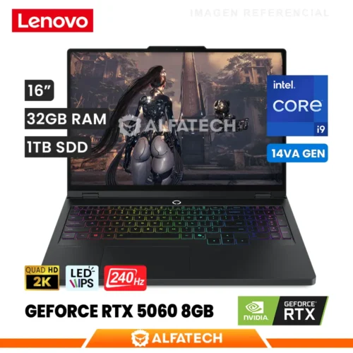 LAPTOP LENOVO LEGION 5 PRO 16IRX10 INTEL CORE I9 14900HX 32GB RAM 1TB SSD RTX 5060 8GB 16 WQXGA IPS 240HZ (83NN0058LM)