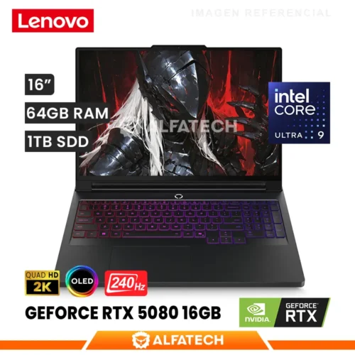 LAPTOP LENOVO LEGION PRO 7 16IAX10 CORE ULTRA 9 275HX 64GB RAM 1TB SSD RTX 5080 16GB 16 WQXGA OLED 240HZ (83F50015US)