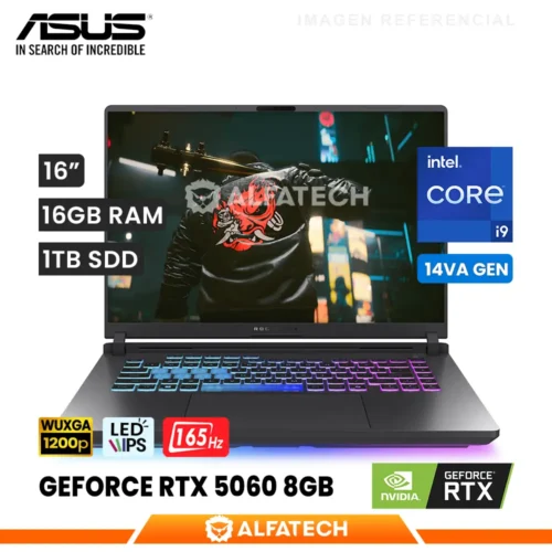 LAPTOP ASUS ROG STRIX G16 G615JMR-DS94 INTEL CORE I9 14900HX 16GB RAM 1TB SSD RTX 5060 8GB 16 WUXGA IPS 165HZ (G615JMR-DS94)