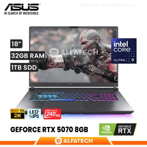 LAPTOP ASUS ROG STRIX G18 G815LP-IS96 CORE ULTRA 9 275HX 32GB RAM 1TB SSD RTX 5070 8GB 18 WQXGA IPS 240HZ (G18 G815LP-IS96)