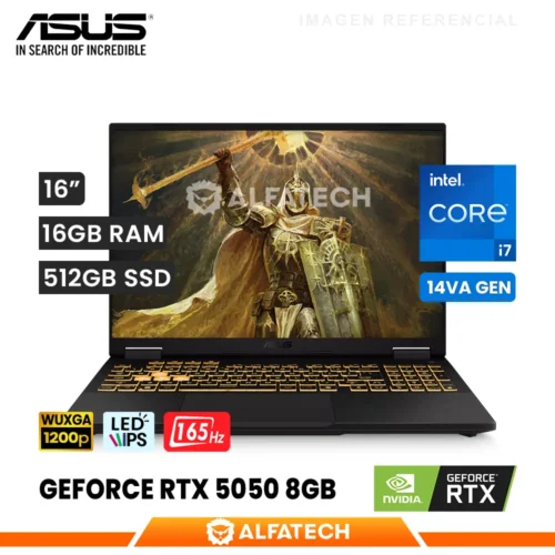 LAPTOP ASUS TUF F16 FX608JHR-ES73 INTEL CORE I7 14650HX 16GB RAM 512GB SSD RTX 5050 8GB 16 WUXGA IPS 165HZ (FX608JHR-ES73)