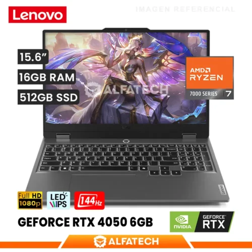 LAPTOP LENOVO LOQ 15ARP9 AMD RYZEN 7 7435HS 16GB RAM 512GB SSD RTX 4050 6GB 15.6 FHD IPS 144HZ (83JC00MMLM)