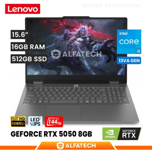 LAPTOP LENOVO LOQ 15IRX11 INTEL CORE I5 13450HX 16GB RAM 512GB SSD RTX 5050 8GB 15.6 FHD IPS 144HZ (83SC0055LM)