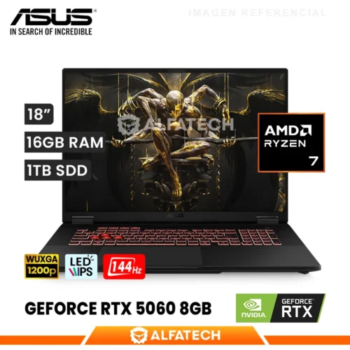 LAPTOP ASUS TUF GAMING A18 FA808UM-IS74 AMD RYZEN 7 260 16GB RAM 1TB SSD RTX 5060 8GB 18 WUXGA IPS 165HZ (FA808UM-IS74)