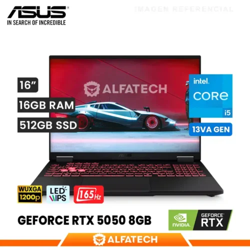 LAPTOP ASUS TUF GAMING F16 FX608JH-RV010 INTEL CORE I5 13450HX 16GB RAM 512GB SSD RTX 5050 8GB 16 WUXGA IPS 165HZ (FX608JH-RV010)