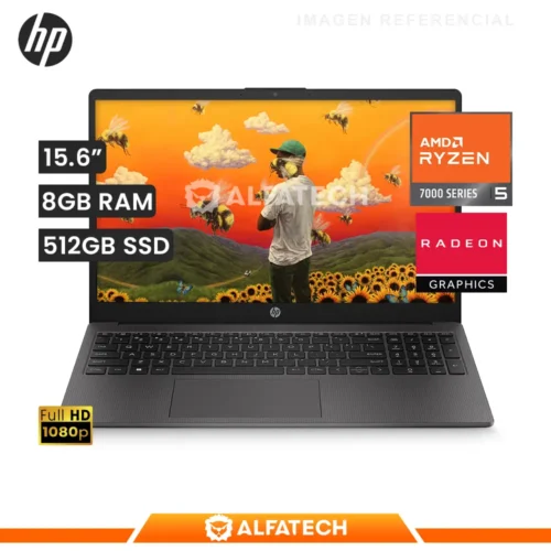 LAPTOP HP 255 G10 AMD RYZEN 5 7520U 8GB RAM 512GB SSD 15.6 FHD LED (A12HBLT#ABM)