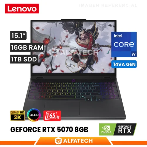 LAPTOP LENOVO LEGION 5 15IRX10 INTEL CORE I9 14900HX 16GB RAM 1TB SSD RTX 5070 8GB 15.1 WQXGA OLED 165HZ (83LY0007US)