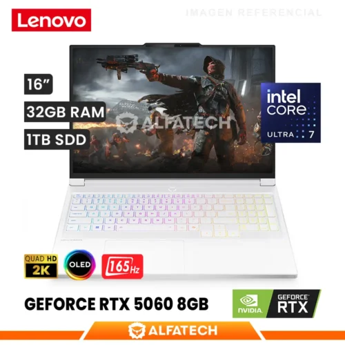 LAPTOP LENOVO LEGION 7 16IAX10 CORE ULTRA 7 255HX 32GB RAM 1TB SSD RTX 5060 8GB 16 WQXGA OLED 165HZ (83KY0007US)