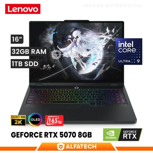 LAPTOP LENOVO LEGION PRO 5 16IAX10 CORE ULTRA 9 275HX 32GB RAM 1TB SSD RTX 5070 8GB 16 WQXGA OLED 165HZ (83F3000HUS)