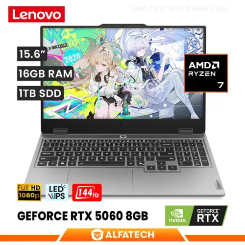 LAPTOP LENOVO LOQ 15AHP10 AMD RYZEN 7 250 16GB RAM 1TB SSD RTX 5060 8GB 15.6 FHD IPS 144HZ (83JG00BDLM)