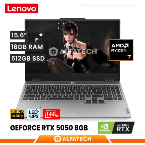 LAPTOP LENOVO LOQ 15AHP10 AMD RYZEN 7 250 16GB RAM 512GB SSD RTX 5050 8GB 15.6 FHD IPS 144HZ (83JG006RUS)