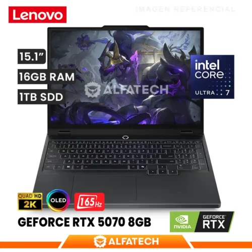 LAPTOP LENOVO LEGION 5 15IAX10 CORE ULTRA 7 255HX 16GB RAM 1TB SSD RTX 5070 8GB 15.1 WQXGA OLED 165HZ (83F00006US)