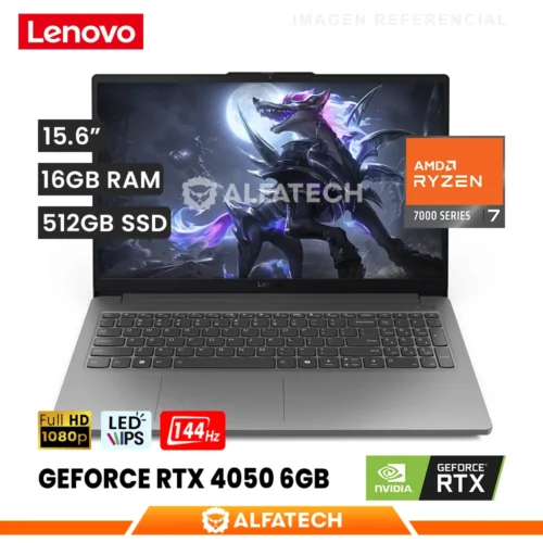 LAPTOP LENOVO LOQ 15ARP10E AMD RYZEN 7 7735HS 16GB RAM 512GB RTX 4050 6GB 15.6 FHD IPS 144HZ (83S0001LLM)