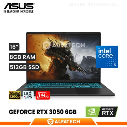 LAPTOP ASUS GAMING V16 V3607VJ-RP067W INTEL CORE 5 210H 8GB RAM 512GB SSD RTX 3050 6GB 16 WUXGA IPS 144HZ (V3607VJ-RP067W)