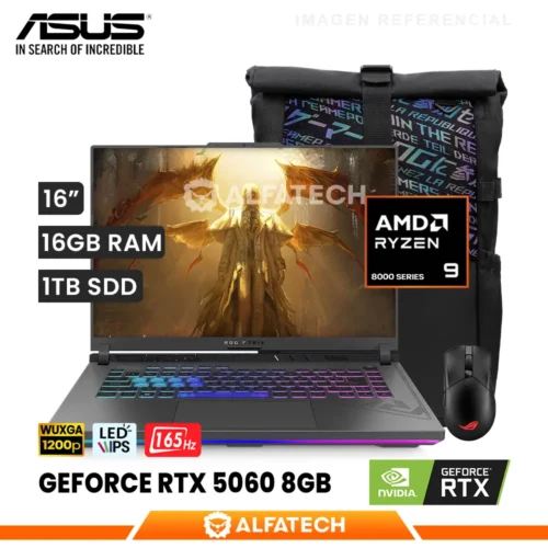 LAPTOP ASUS ROG STRIX G16 G614PM-RV127W AMD RYZEN 9 8940HX 16GB RAM 1TB SSD RTX 5060 8GB 16 WUXGA IPS 165HZ (G614PM-RV127W)