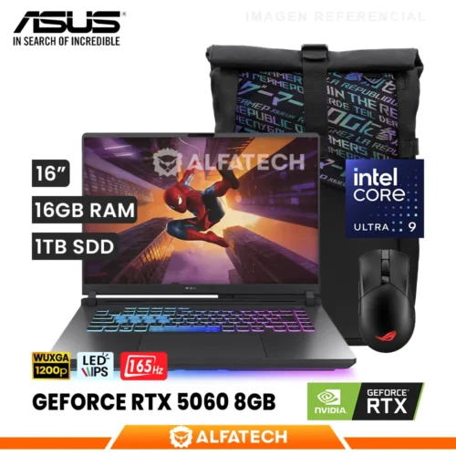 LAPTOP ASUS ROG STRIX G16 G615LM-RV015W CORE ULTRA 9 275HX 16GB RAM 1TB SSD RTX 5060 8GB 16 WUXGA IPS 165HZ (G615LM-RV015W)