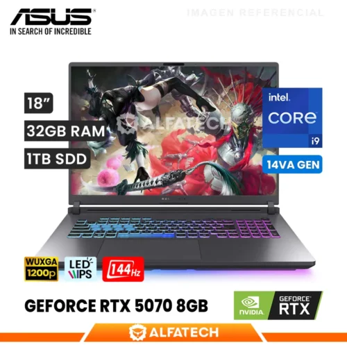 LAPTOP ASUS ROG STRIX G18 G815JPR-IS96 INTEL CORE I9 14900HX 32GB RAM 1TB SSD RTX 5070 8GB 18 WUXGA IPS 144HZ (G815JPR-IS96)