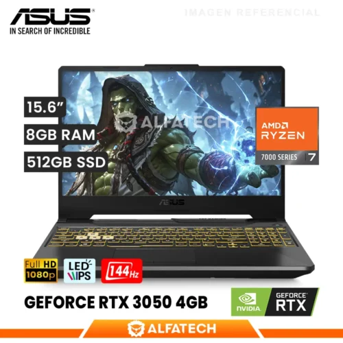 LAPTOP ASUS TUF GAMING A15 FA506NCG-HN187W AMD RYZEN 7 7445HS 8GB RAM 512GB SSD RTX 3050 4GB 15.6 FHD IPS 144HZ (FA506NCG-HN187W)