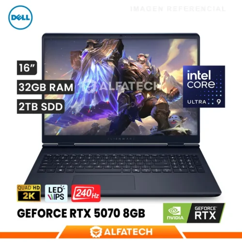 LAPTOP DELL ALIENWARE AURORA 16 LAC1625 GAMING INTEL CORE ULTRA 9 275HX 32GB RAM 2TB SSD RTX 5070 8GB 16 WQXGA IPS 240HZ (LAC16251-9582BLU-PUS)