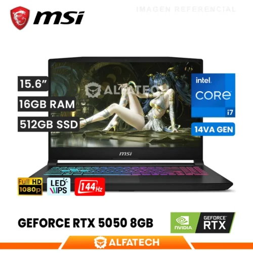 LAPTOP MSI KATANA 15 B14WEK-001US INTEL CORE I7 14650HX 16GB RAM 512GB SSD RTX 5050 8GB 15.6 FHD IPS 144HZ (B14WEK-001US)