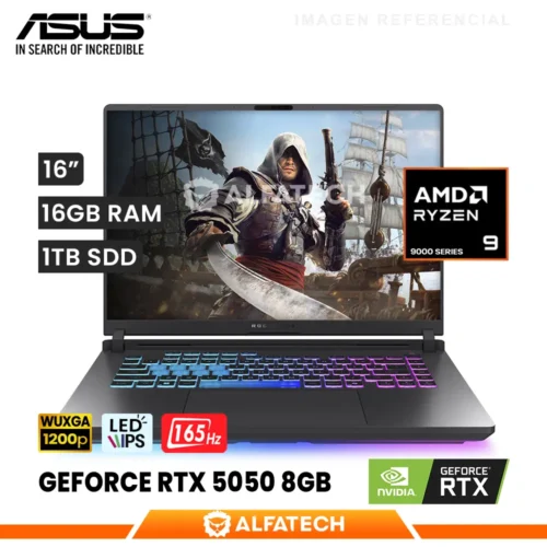 LAPTOP ASUS ROG STRIX G16 G614FH-0S94 AMD RYZEN 9 9955HX 16GB RAM 1TB SSD RTX 5050 8GB 16 WUXGA IPS 165HZ (G614FH-0S94)