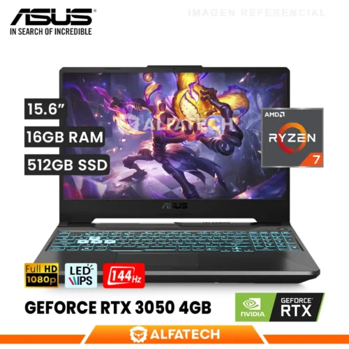LAPTOP ASUS TUF A15 FA506NCQ-HN013W AMD RYZEN 7 170 16GB RAM 512GB SSD RTX 3050 4GB 15.6 FHD IPS 144HZ (FA506NCQ-HN013W)