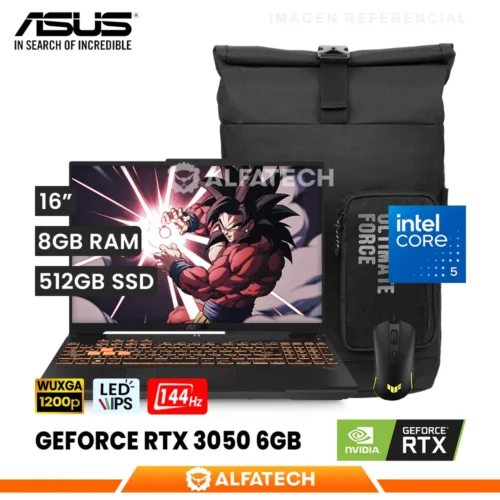 LAPTOP ASUS TUF F16 FX607VJB-RL209 INTEL CORE 5 210H 8GB RAM 512GB SSD RTX 3050 6GB 16 WUXGA IPS 144HZ (FX607VJB-RL209)