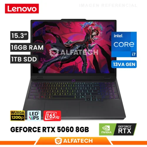 LAPTOP LENOVO LEGION 5 15IRX10 INTEL CORE I7 13650HX 16GB RAM 1TB SSD RTX 5060 8GB 15.3 WUXGA IPS 165HZ (83LY00SRLM)