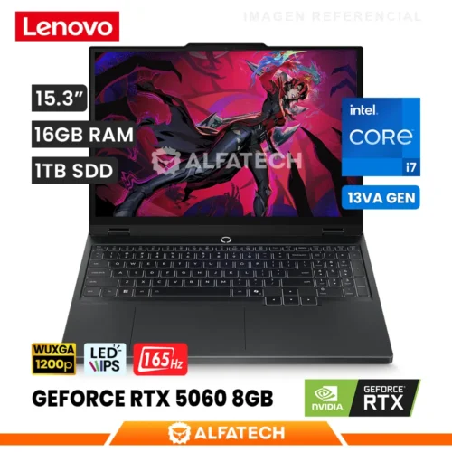 LAPTOP LENOVO LEGION 5 15IRX10 INTEL CORE I7 13650HX 16GB RAM 1TB SSD RTX 5060 8GB 15.3 WUXGA IPS 165HZ (83LY00SRLM)