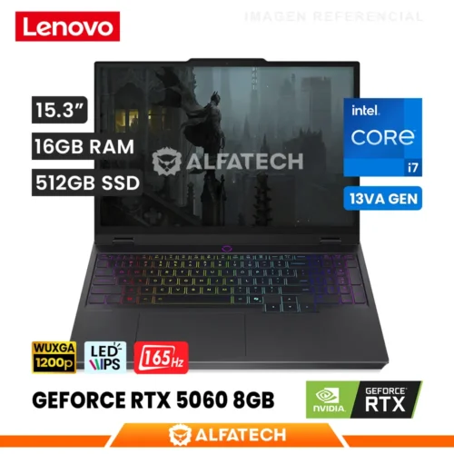 LAPTOP LENOVO LEGION 5 15IRX10 INTEL CORE I7 13650HX 16GB RAM 512GB SSD RTX 5060 8GB 15.3 WUXGA IPS 165HZ (83LY00SRLM)