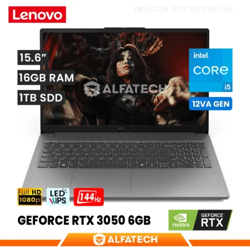 LAPTOP LENOVO LOQ 15IAX9E INTEL CORE I5 12450HX 16GB RAM 1TB SSD RTX 3050 6GB 15.6 FHD IPS 144HZ (83LK00EMLM)