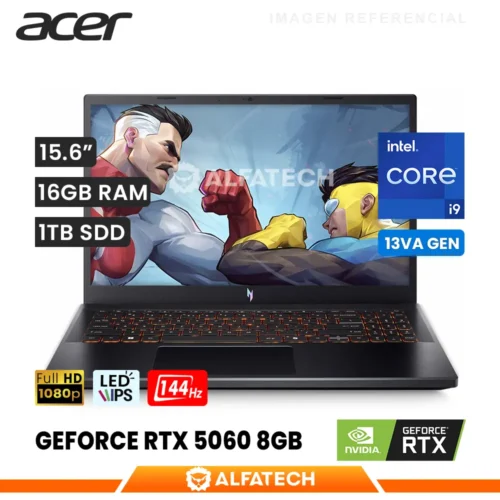 LAPTOP ACER NITRO V 15 ANV15-52-98KV INTEL CORE I9 13900H 16GB RAM 1TB SSD RTX 5060 8GB 15.6 FHD IPS 144HZ (ANV15-52-98KV)