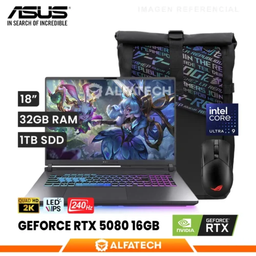 LAPTOP ASUS ROG STRIX G18 G815LW-S9181W INTEL CORE ULTRA 9 275HX 32GB RAM 1TB SSD RTX 5080 16GB 18 WQXGA IPS 240HZ (90NR0LC1-M00880)