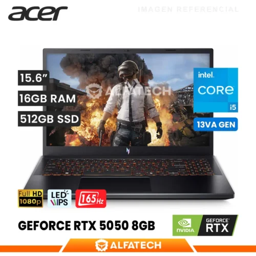 LAPTOP ACER NITRO V 15 ANV15-52-57XK INTEL CORE I5 13420H 16GB RAM 512GB SSD RTX 5050 8GB 15.6 FHD IPS 165HZ (NH-U1PAA.006)
