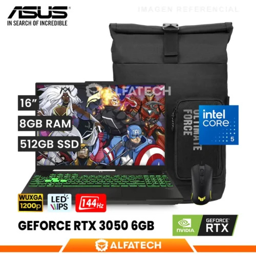LAPTOP ASUS TUF GAMING F16 FX607JR-TU315 INTEL CORE 5 205H 8GB RAM 512GB SSD RTX 3050 6GB 16 WUXGA IPS 144HZ (90NR0MZ6-M00K00)