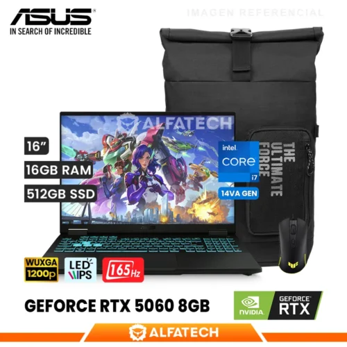 LAPTOP ASUS TUF GAMINIG F16 FX608JMR-RV352 INTEL CORE I7 14650HX 16GB RAM 512GB SSD RTX 5060 8GB 16 WUXGA IPS 165HZ (90NR0NB1-M00KY0)