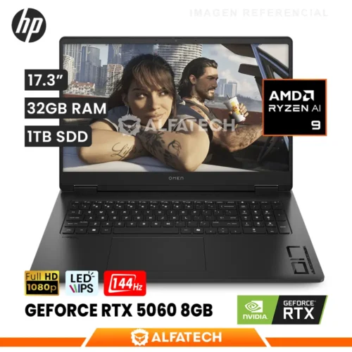 LAPTOP HP OMEN GAMING 17-DB1002LA AMD RYZEN AI 9 365 32GB RAM 1TB SSD RTX 5060 8GB 17.3 FHD IPS 144HZ (CW4G9LA#ABM)