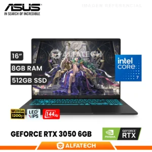 LAPTOP ASUS GAMING V16 V3607VJ-TK285 INTEL CORE 7 240H 8GB RAM 512GB SSD RTX 3050 6GB 16 WUXGA IPS 144HZ (90NB15V1-M00KP0)