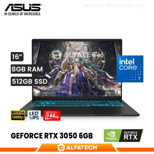 LAPTOP ASUS GAMER V16 V3607VJ-TK285 INTEL CORE 7 240H 8GB RAM 512GB SSD RTX 3050 6GB 16 WUXGA IPS 144HZ (90NB15V1-M00KP0)